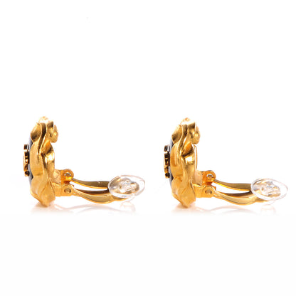 Chanel CC Clip On Earrings Black and Gold 3 of 4