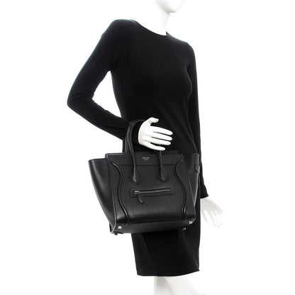 Celine Drummed Calfskin Micro Luggage Black 2 of 8