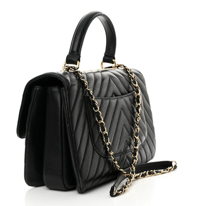 Chanel Lambskin Chevron Quilted Medium Trendy CC Dual Handle Flap Bag Black 3 of 18