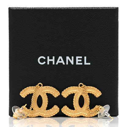 Chanel CC Drop Earrings Matte Gold 6 of 6