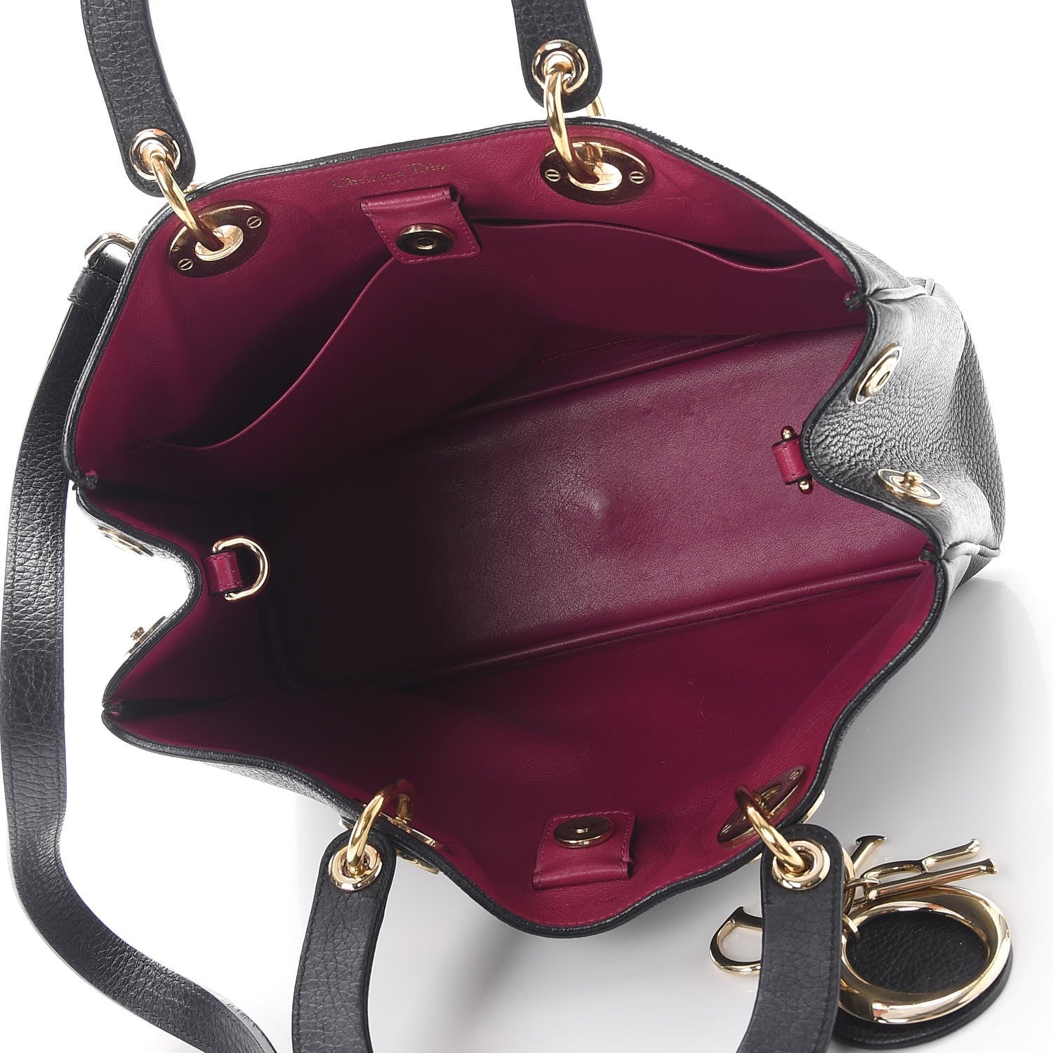 Christian Dior Bullcalf Medium Diorissimo Tote Black Rose Indien 6 of 10