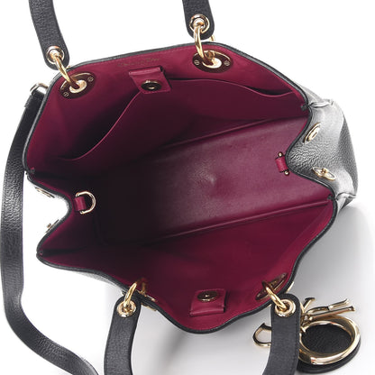 Christian Dior Bullcalf Medium Diorissimo Tote Black Rose Indien 6 of 10