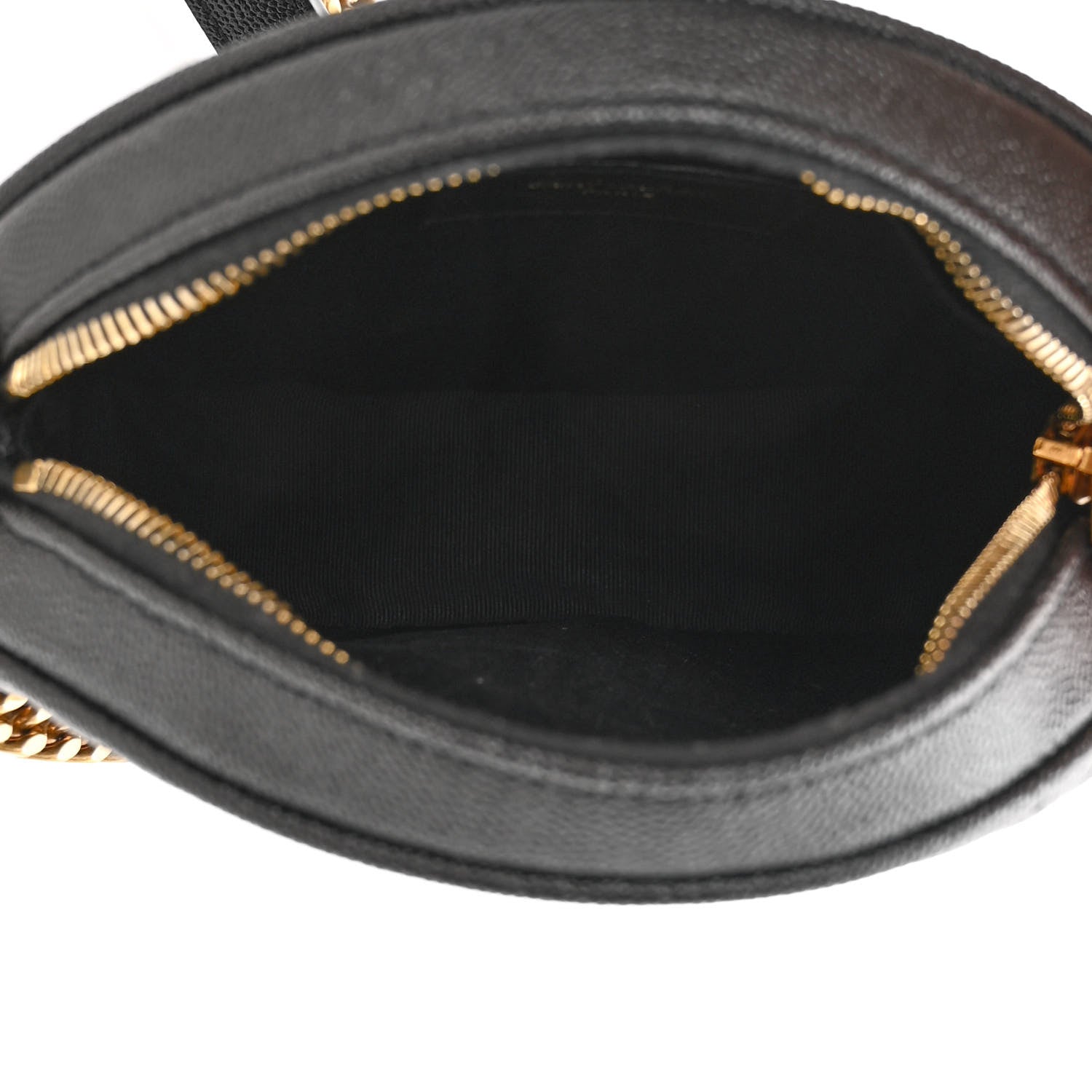 Saint Laurent Grain De Poudre Matelasse Chevron Quilted Round Vinyle Camera Bag Black 5 of 14