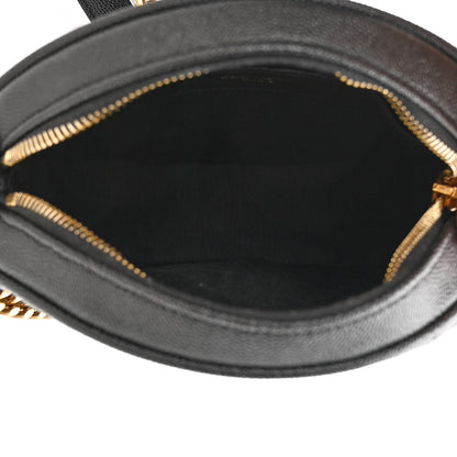 Saint Laurent Grain De Poudre Matelasse Chevron Quilted Round Vinyle Camera Bag Black 5 of 14