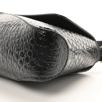 Balenciaga Shiny Super Supple Calfskin Crocodile Embossed Medium XX Flap Bag Black 11 of 11