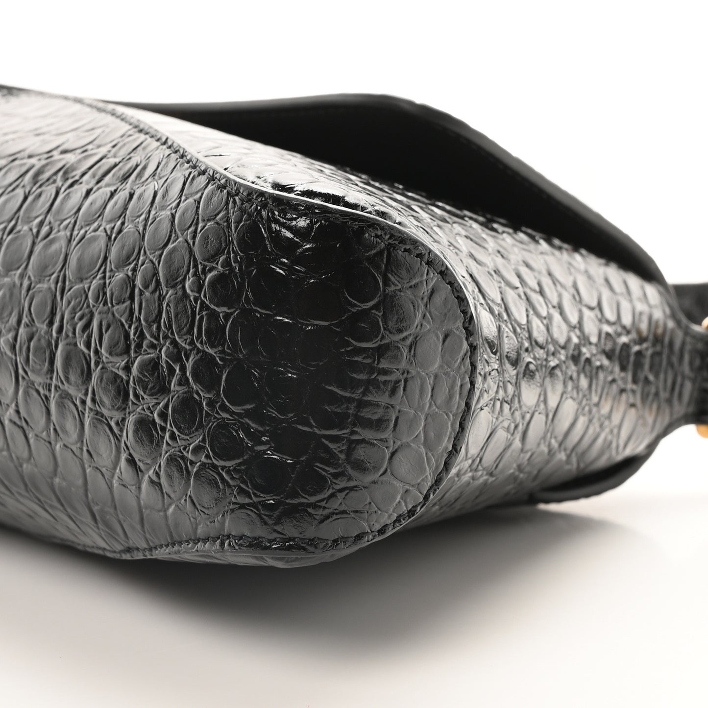 Shiny Super Supple Calfskin Crocodile Embossed Medium XX Flap Bag Black