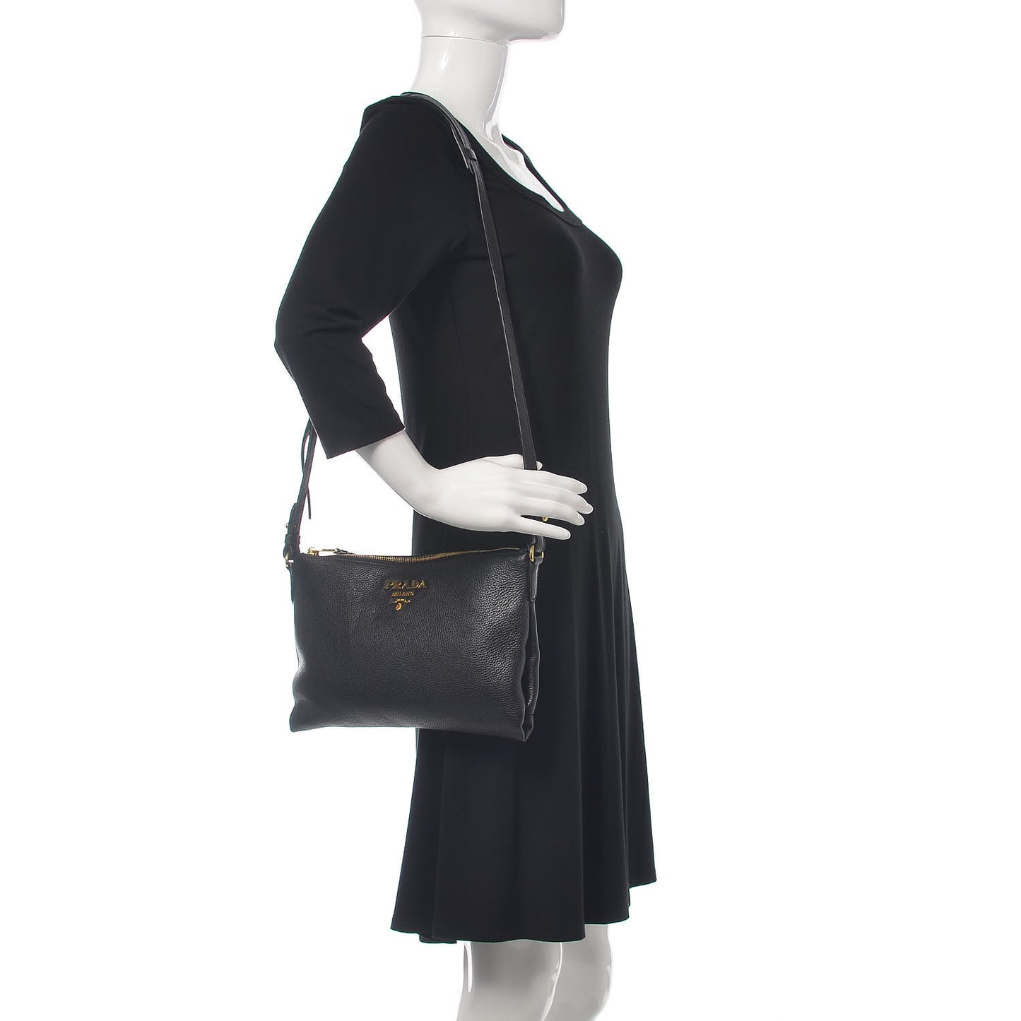 Vitello Daino Crossbody Bag Black