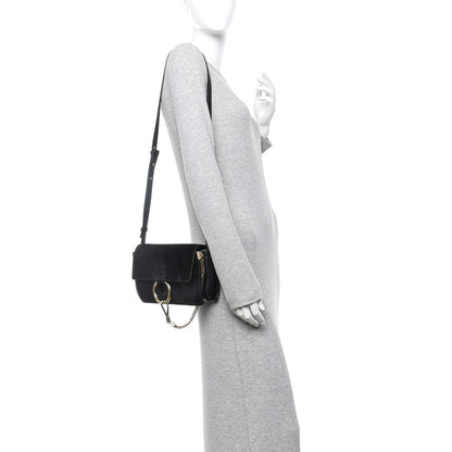 Chloe Suede Calfskin Small Faye Shoulder Bag Black 2 of 11