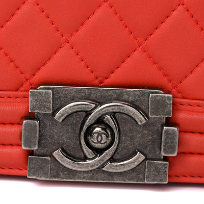 Chanel Lambskin Stingray Quilted Small Boy Flap Orange 18 of 20