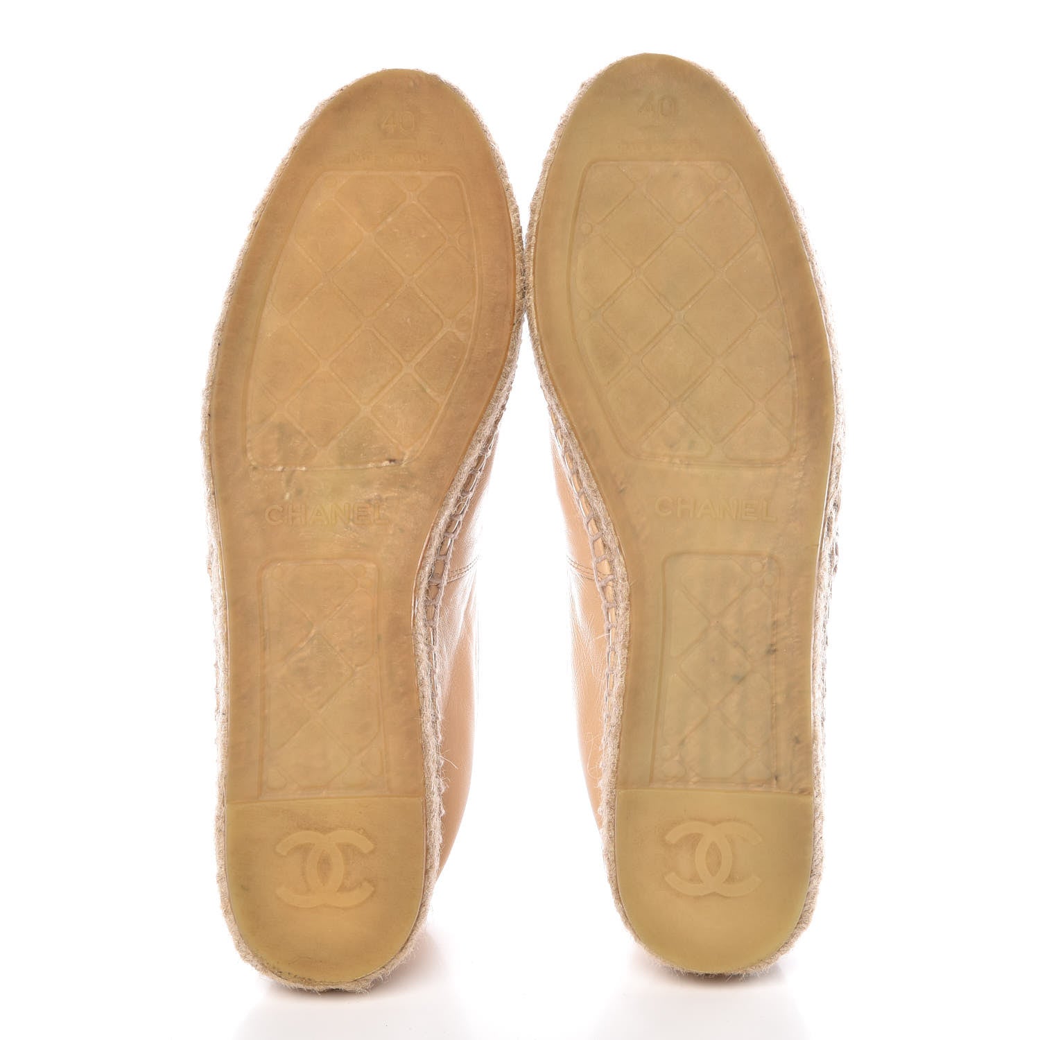 Chanel Lambskin CC Espadrilles 40 Beige Black 6 of 10