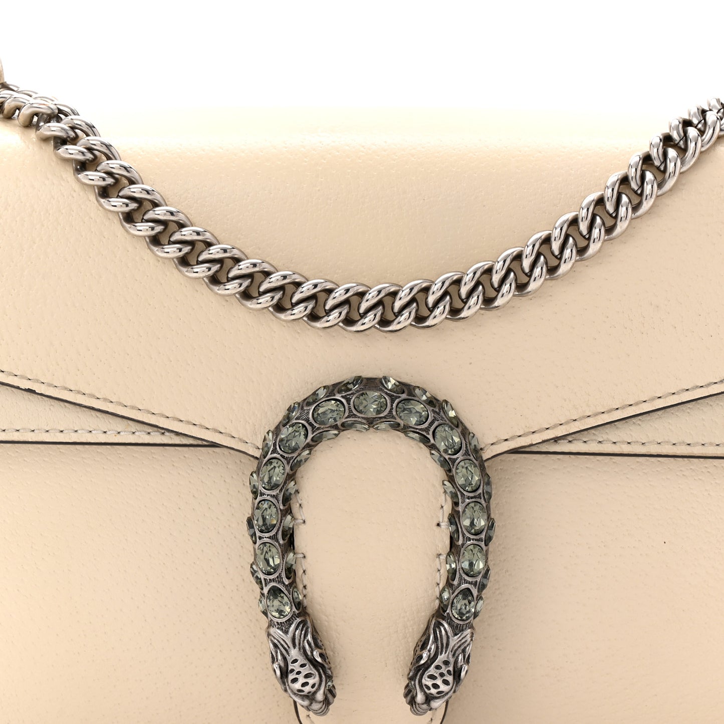 Textured Calfskin Crystal Small Dionysus Shoulder Bag Mystic White
