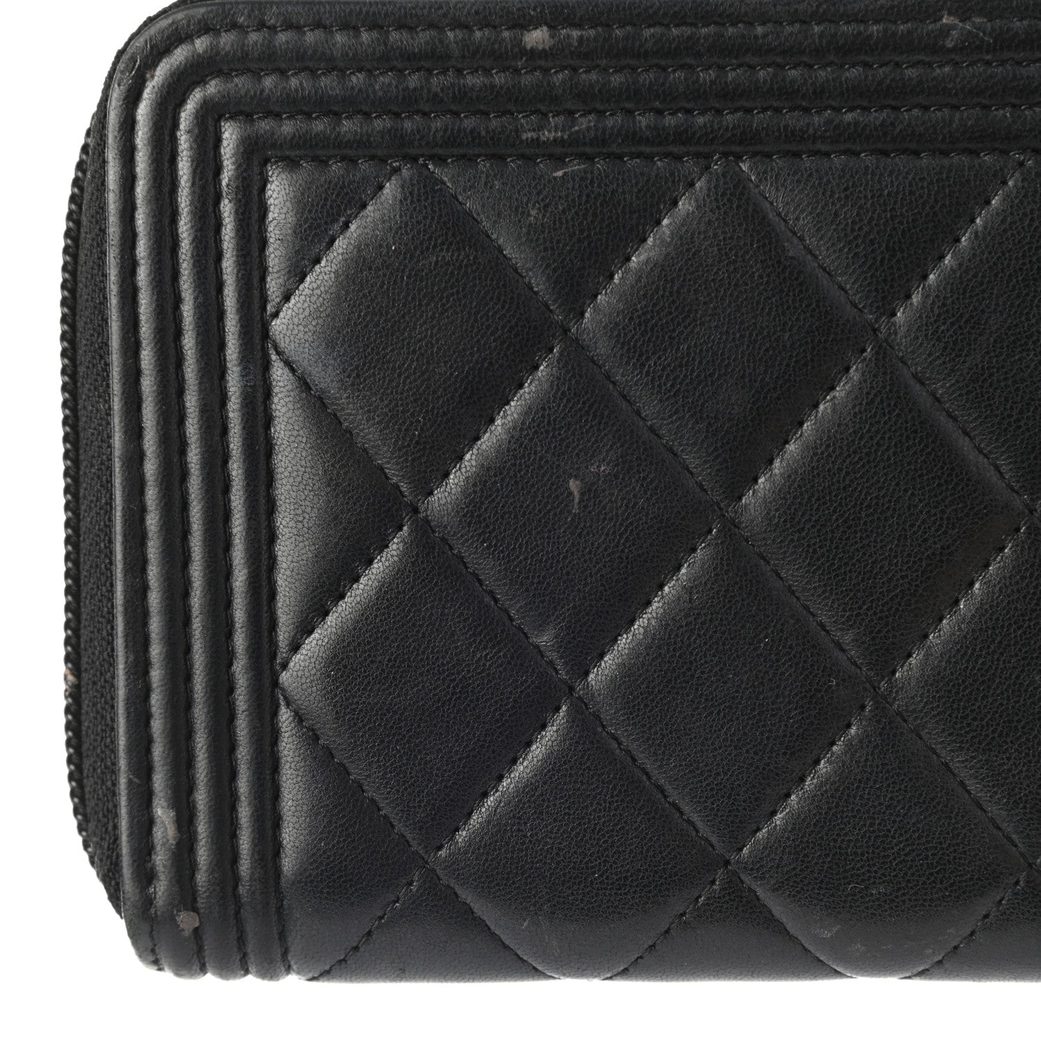 Chanel Lambskin Quilted Boy Zip Around Wallet Black 11 of 11