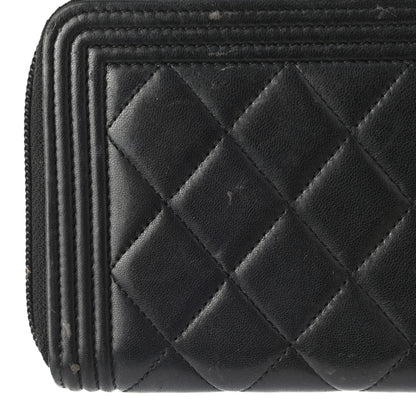 Chanel Lambskin Quilted Boy Zip Around Wallet Black 11 of 11