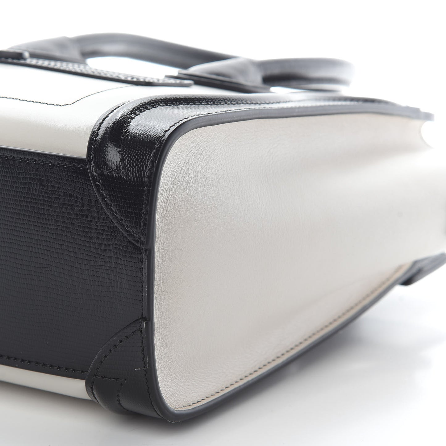 Smooth Calfskin Lizard Embossed Nano Luggage White Black