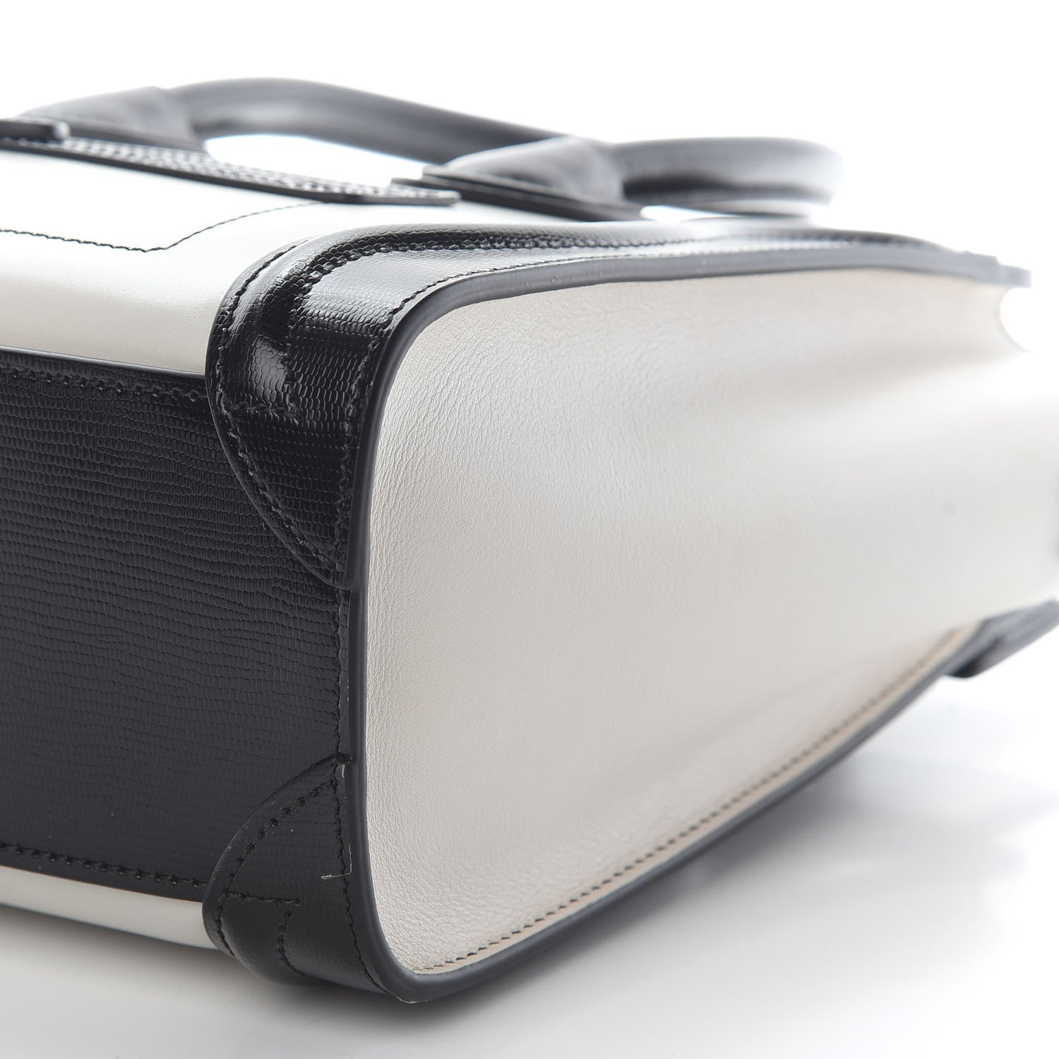 Celine Smooth Calfskin Lizard Embossed Nano Luggage White Black 8 of 8