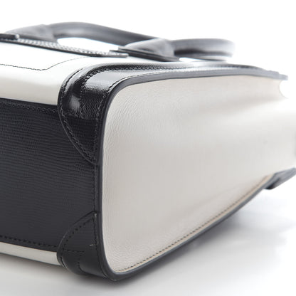Celine Smooth Calfskin Lizard Embossed Nano Luggage White Black 8 of 8