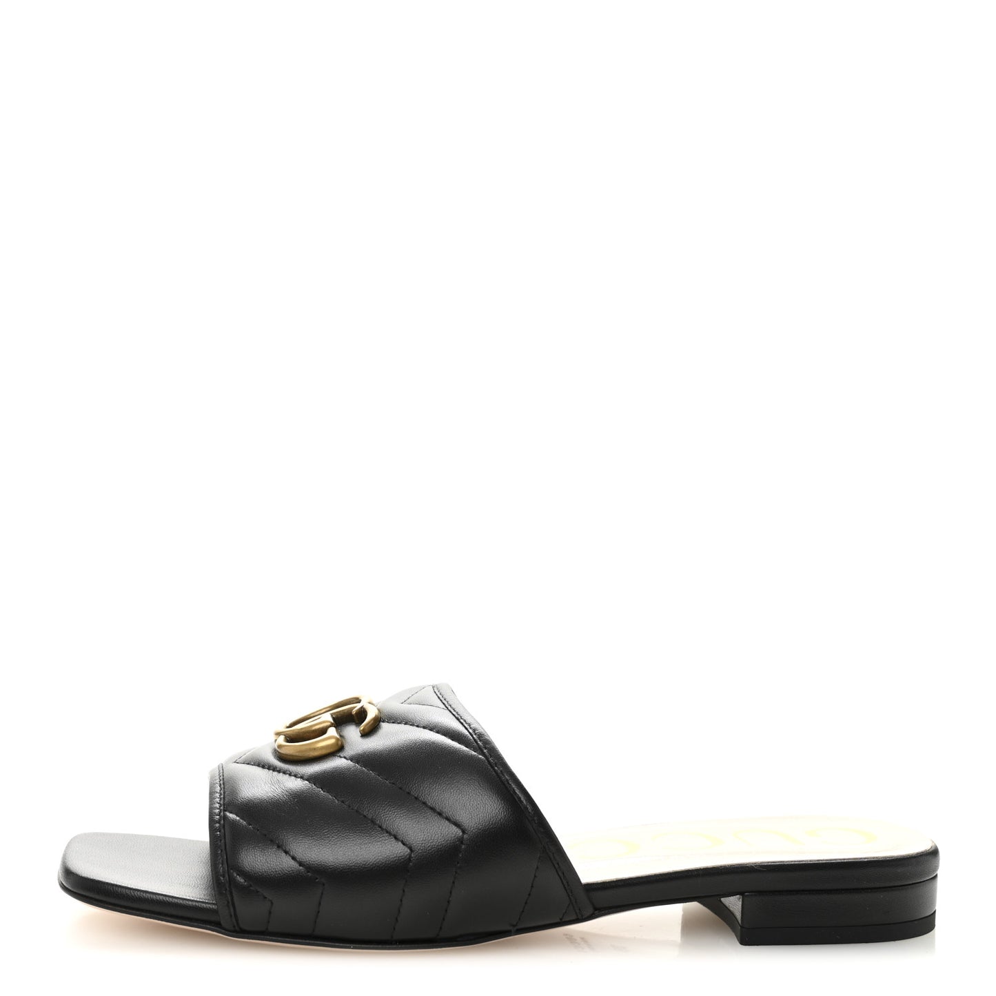 Nappa Matelasse GG Marmont Flat Slide Sandals 38 Black