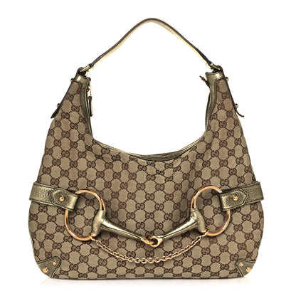 Gucci Metallic Monogram Horsebit Chain Hobo Gold 1 of 12
