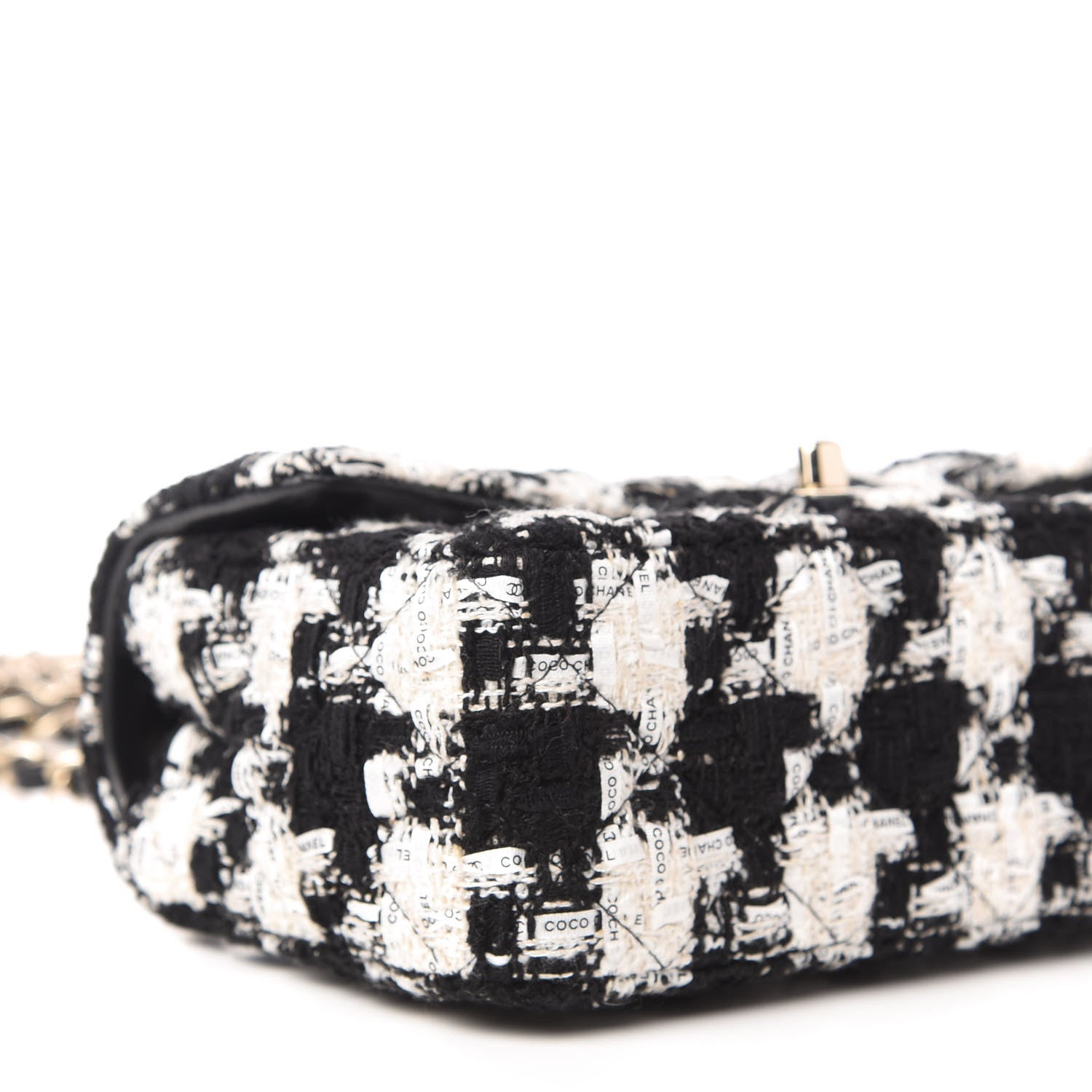 Chanel Tweed Quilted Mini Rectangular Flap Black Ecru White 6 of 11