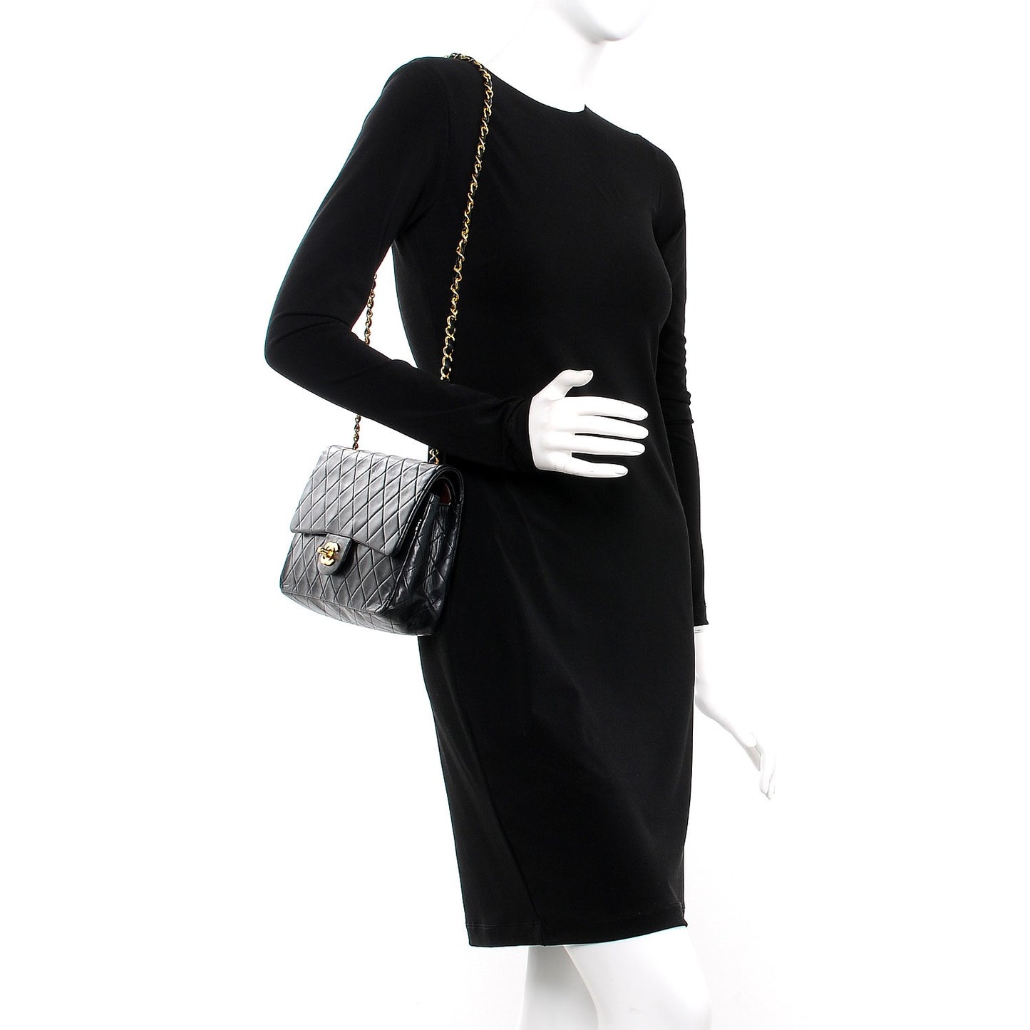 Lambskin Quilted Medium Double Flap Black