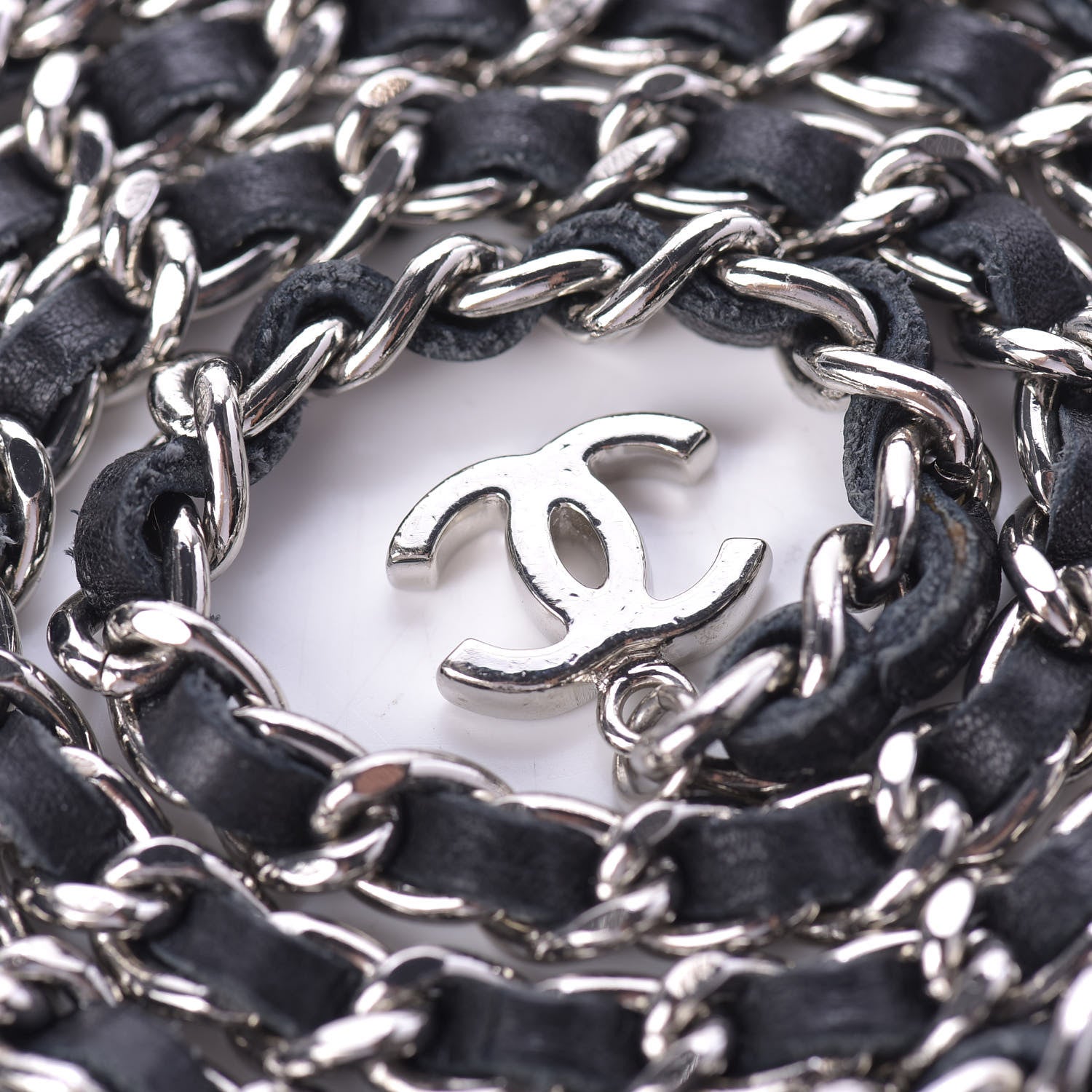 Chanel Lambskin Letter Chain CC Belt Black Silver 2 of 4