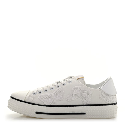 Valentino Garavani Denim Embroidered Butterfly Sneakers 38 White 1 of 4
