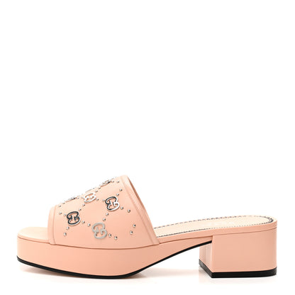 Gucci Malaga Kid Interlocking G Studs 25/50mm Platform Sandals 37.5 Perfect Pink 1 of 9