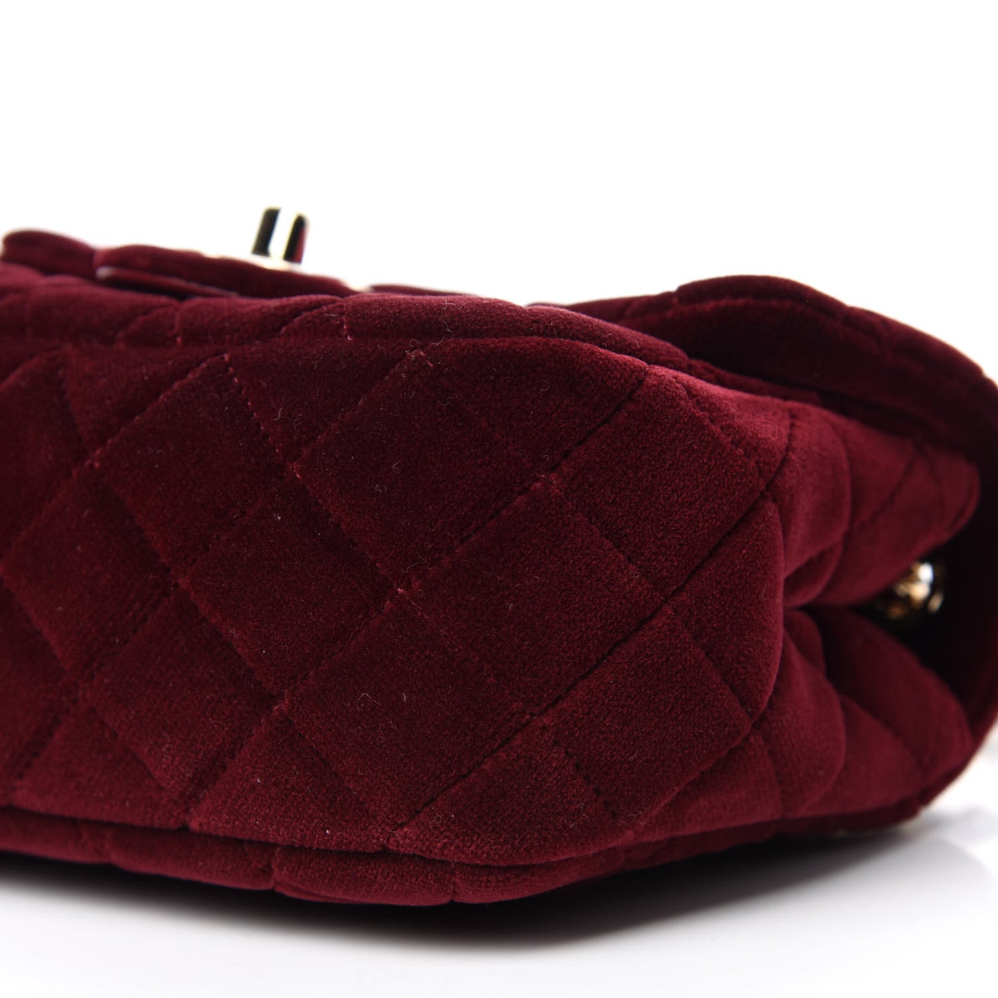 Velvet Quilted Mini Pearl Crush Flap Burgundy