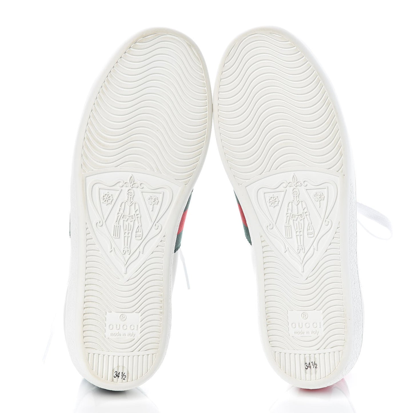 Calfskin Ayers Bee Embroidered Ace Sneakers 34.5 White Green