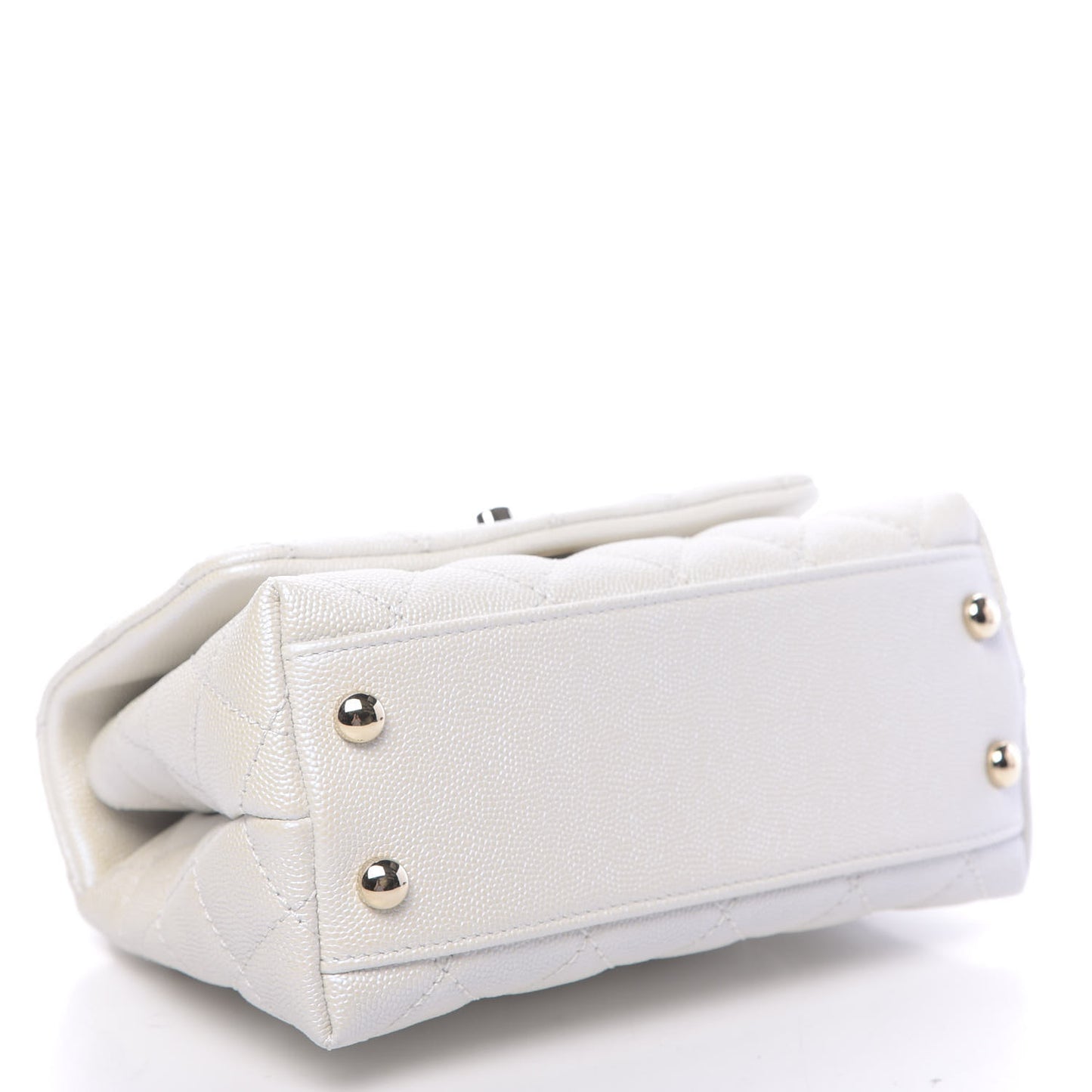 Iridescent Caviar Quilted Extra Mini Coco Handle Flap Ivory