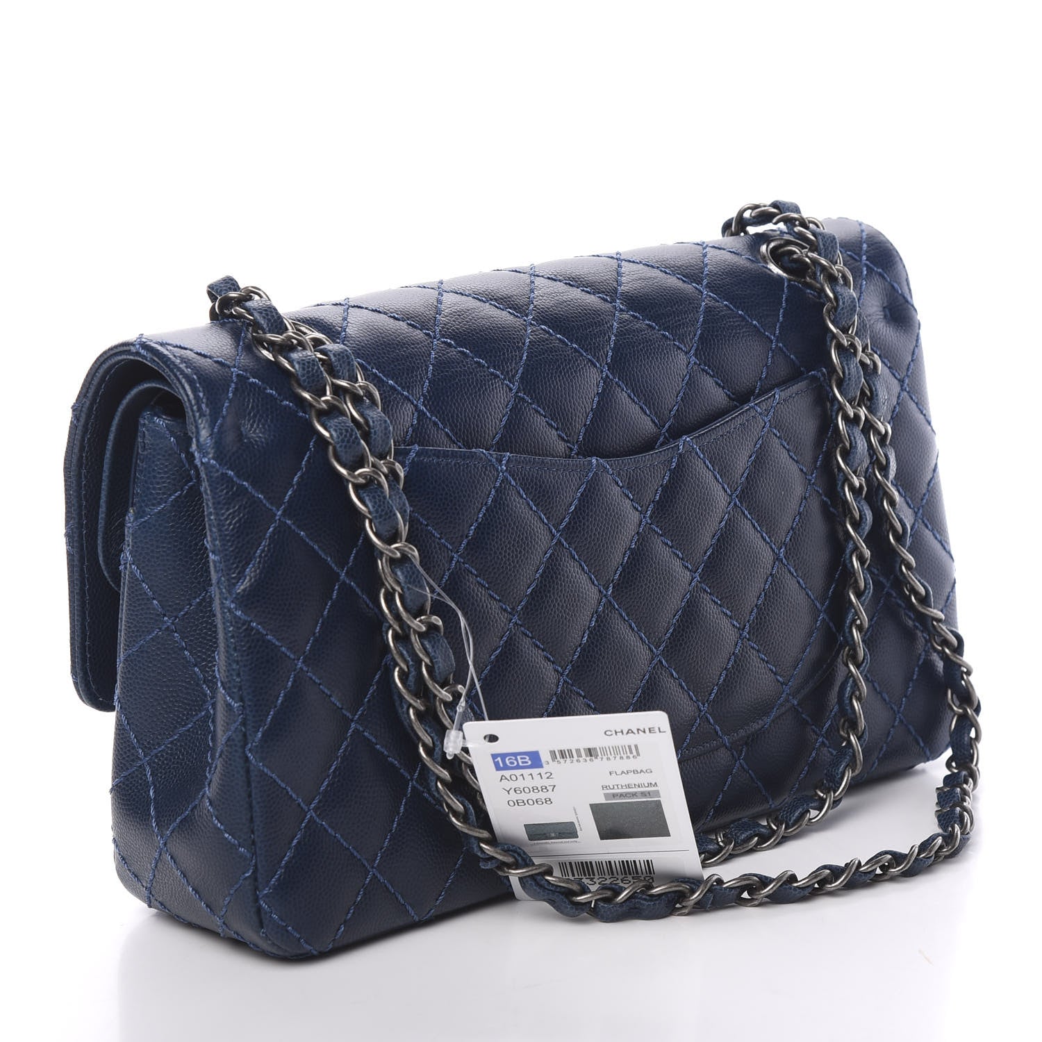 Chanel Caviar Quilted Medium Double Flap Dark Blue 2 of 12