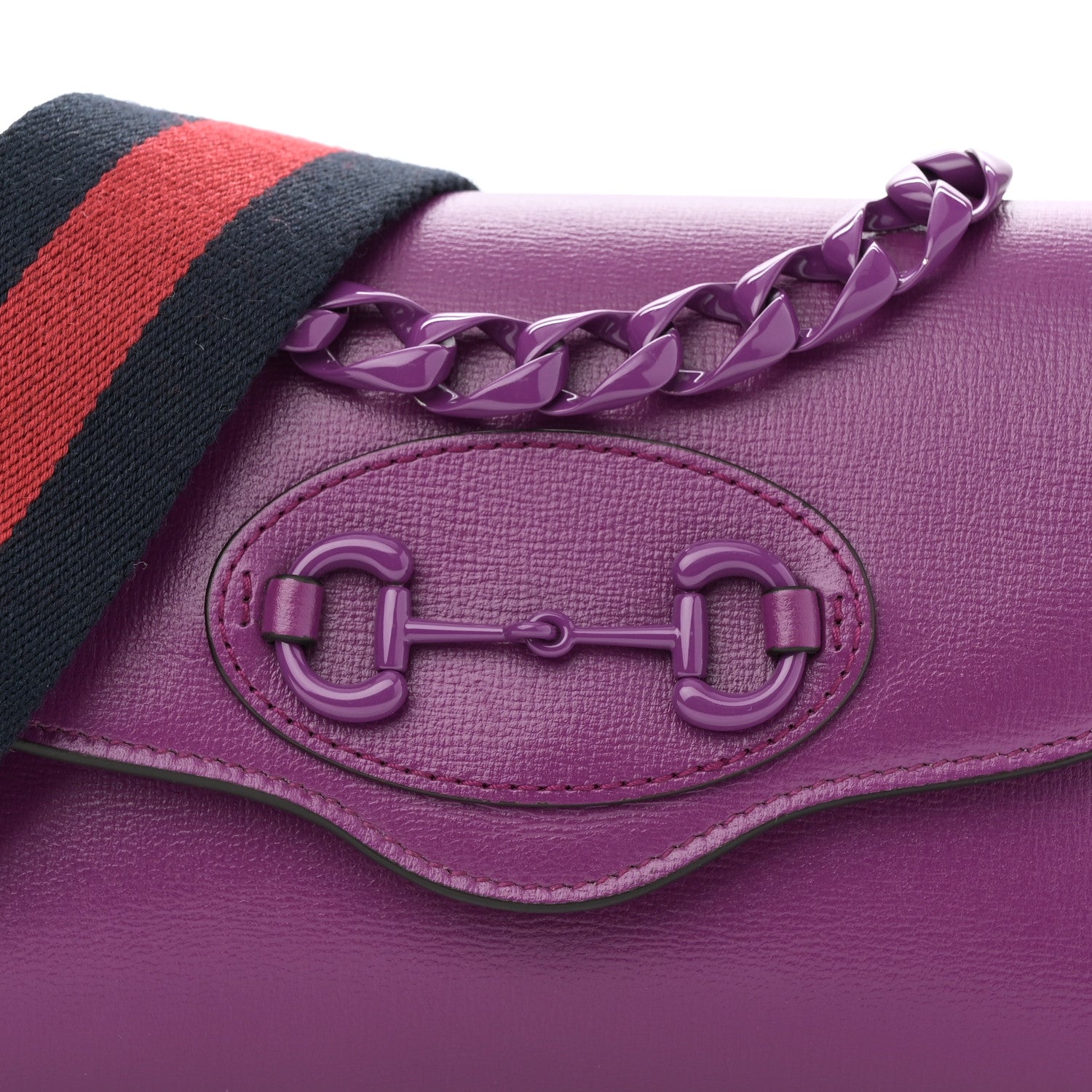 Gucci Azalea Calfskin Web Monochrome Mini Horsebit 1955 Chain