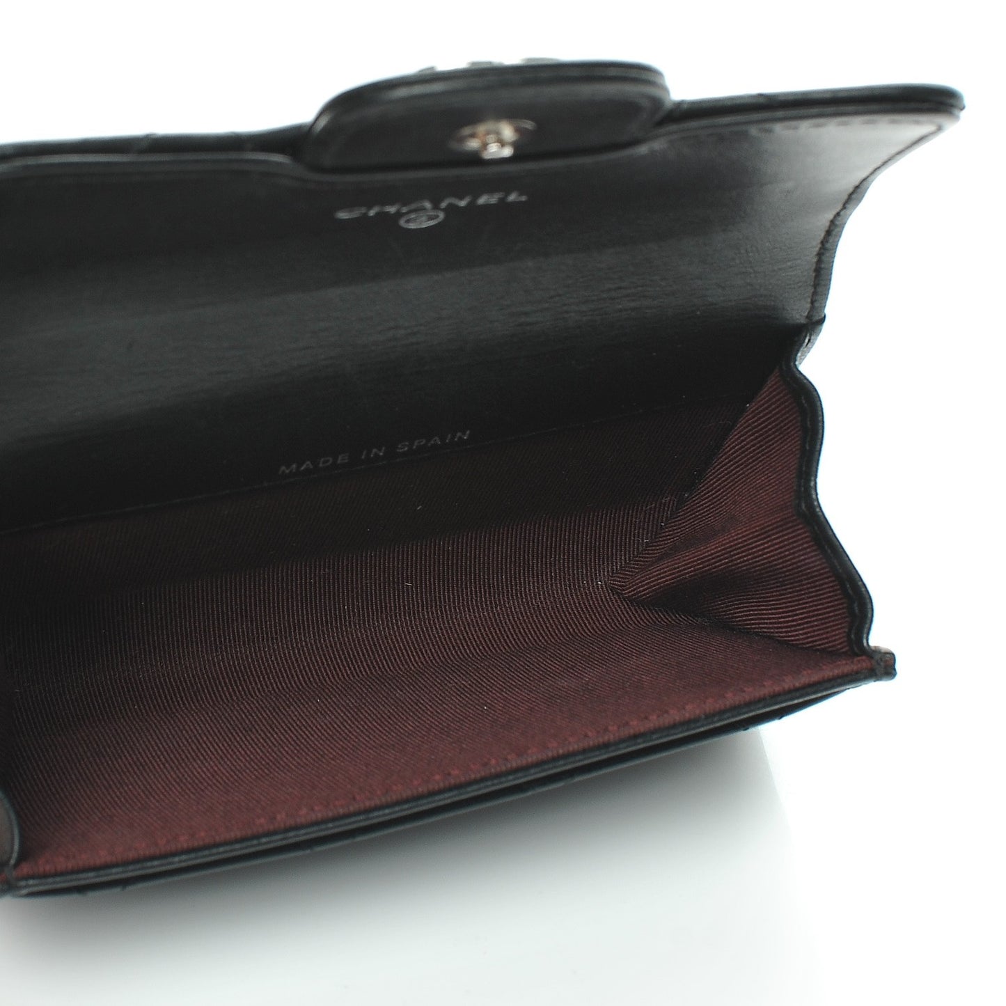 Lambskin Quilted Flap Card Holder Black