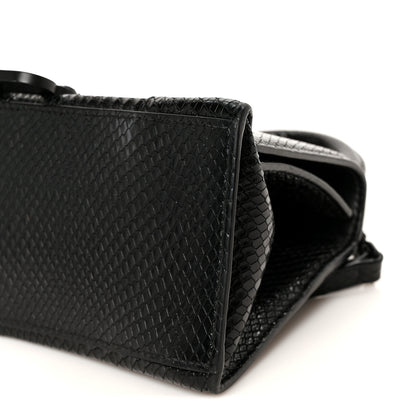 Balenciaga Matte Calfskin Snake Embossed Tonal B Small Hourglass Top Handle Bag Black 10 of 10