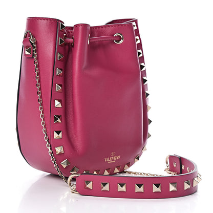 Valentino Garavani Vitello Mini Rockstud Chain Strap Bucket Bag Deep Cyclamin 3 of 9