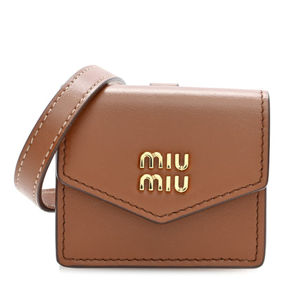 Miu Miu Nappa Flap Pouch Bag Charm Cognac Orange 6 of 8