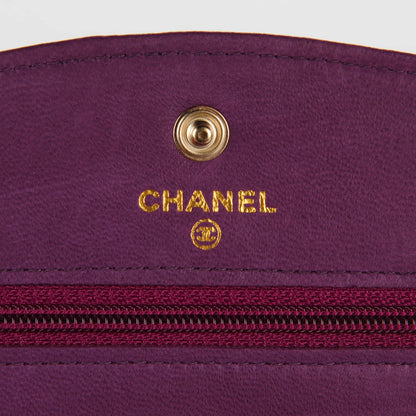 Chanel Caviar Timeless CC Wallet On Chain WOC Purple 6 of 9