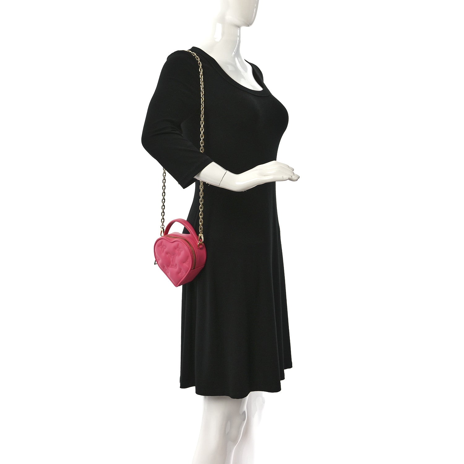 Louis Vuitton Calfskin Embroidered Monogram Pop My Heart Bag Pouch Dragon Fruit Pink 2 of 9