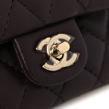 Chanel Lambskin Quilted Mini Flap Bag Charm With Hook Dark Brown 11 of 13