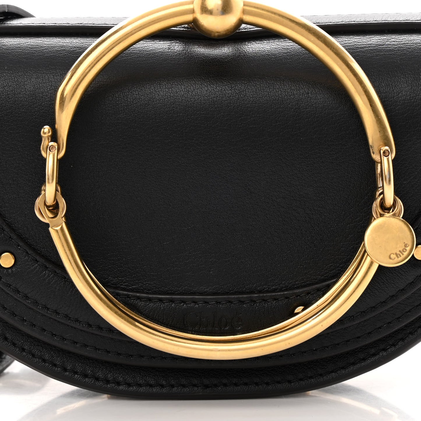 Calfskin Small Nile Bracelet Minaudiere Bag Black
