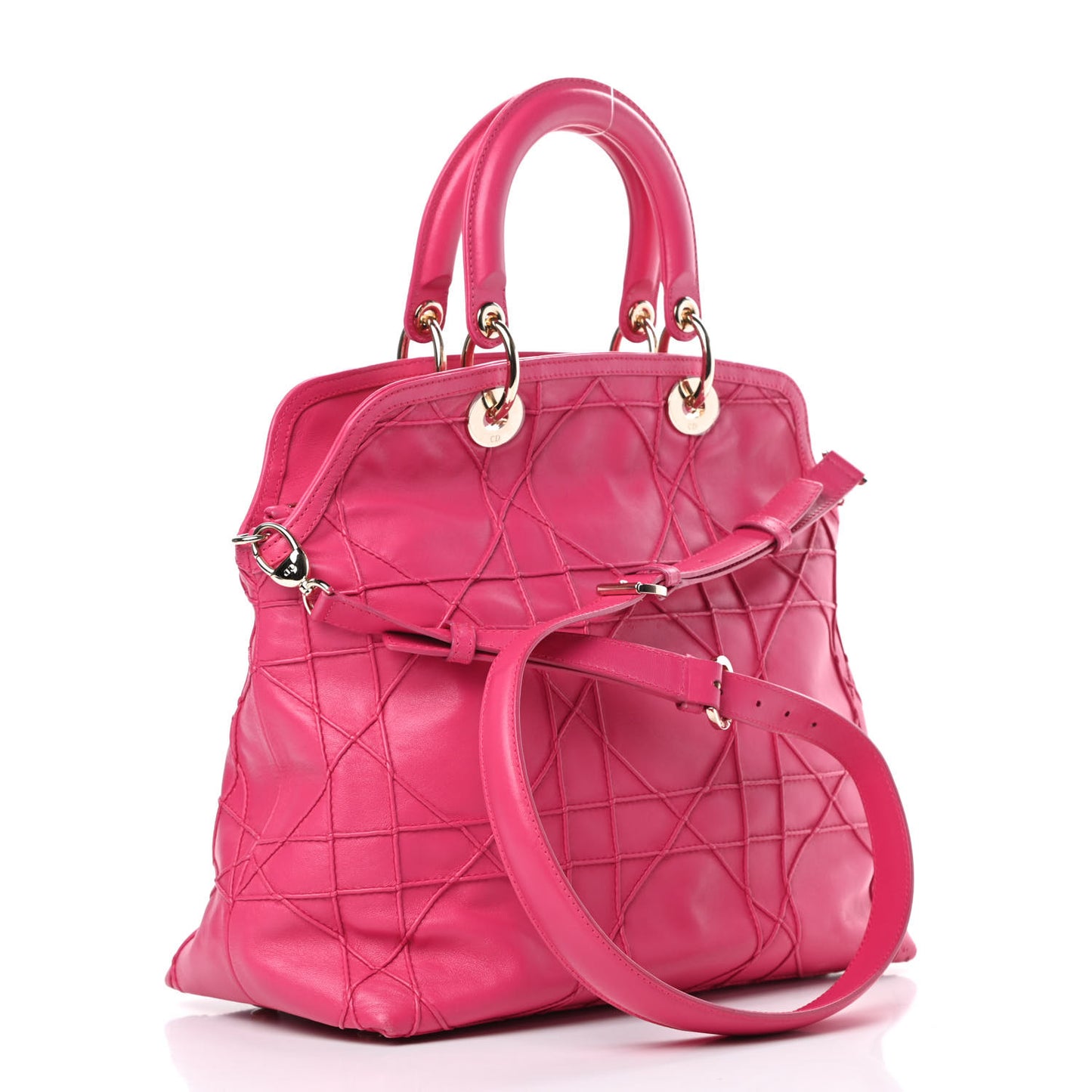Lambskin Cannage Medium Granville Tote Fuchsia
