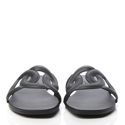 Hermes Rubber Aloha Sandals 37 Black 2 of 8