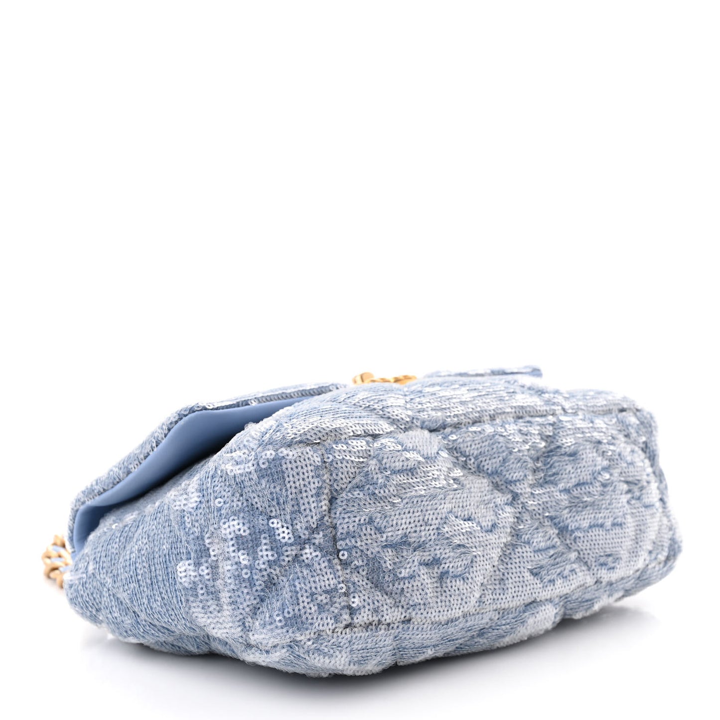 Sequin Quilted Medium Chanel 19 Flap Light Blue