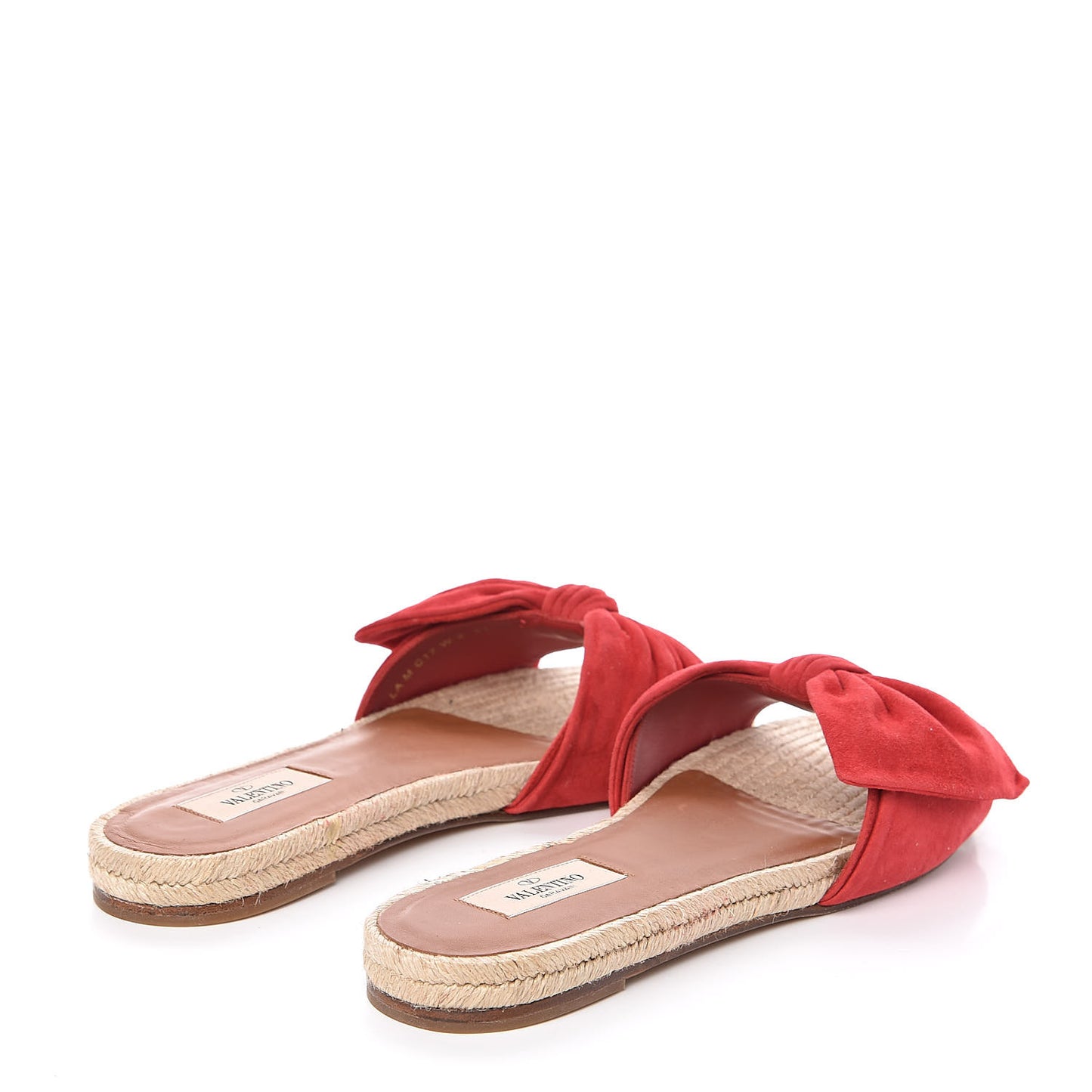 Suede Tropical Bow Espadrille Flat Slide Sandals 41 Rosso Valentino