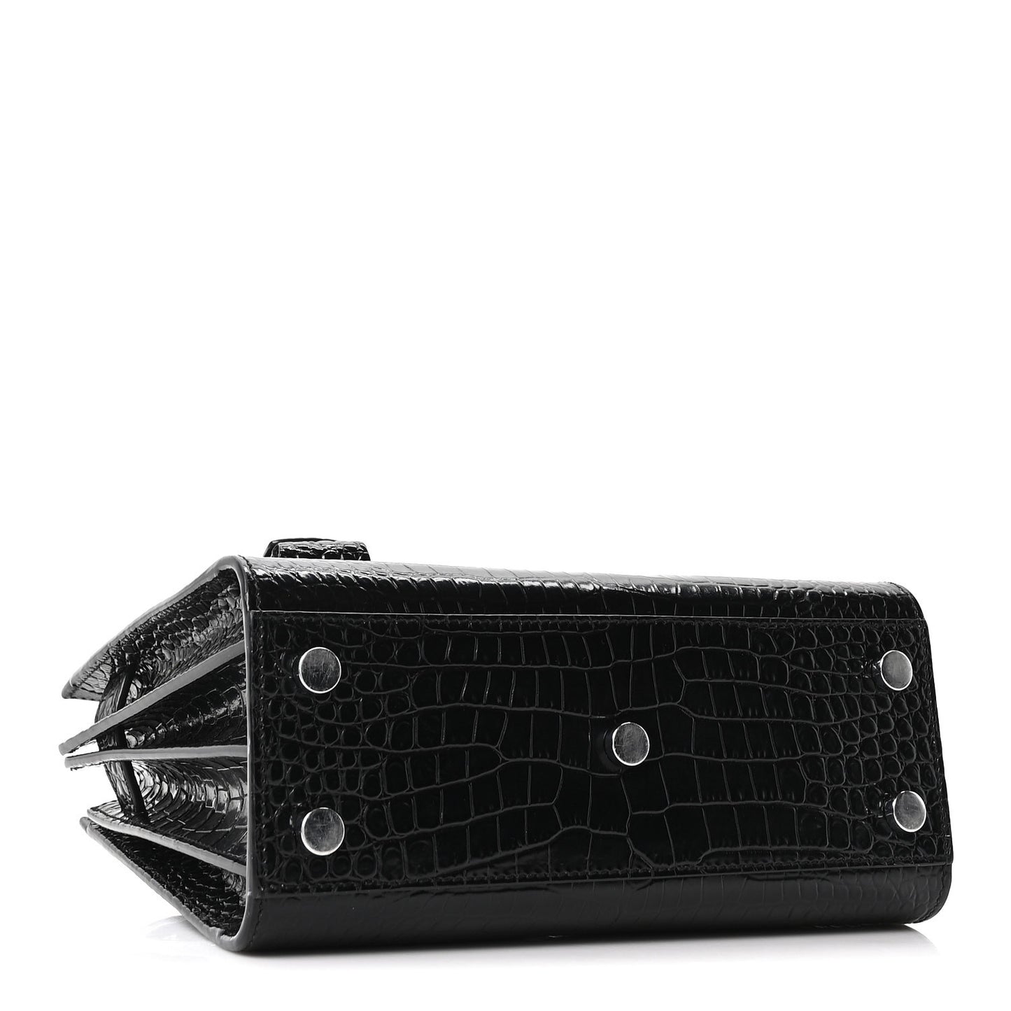 Calfskin Crocodile Embossed Nano Sac De Jour Black