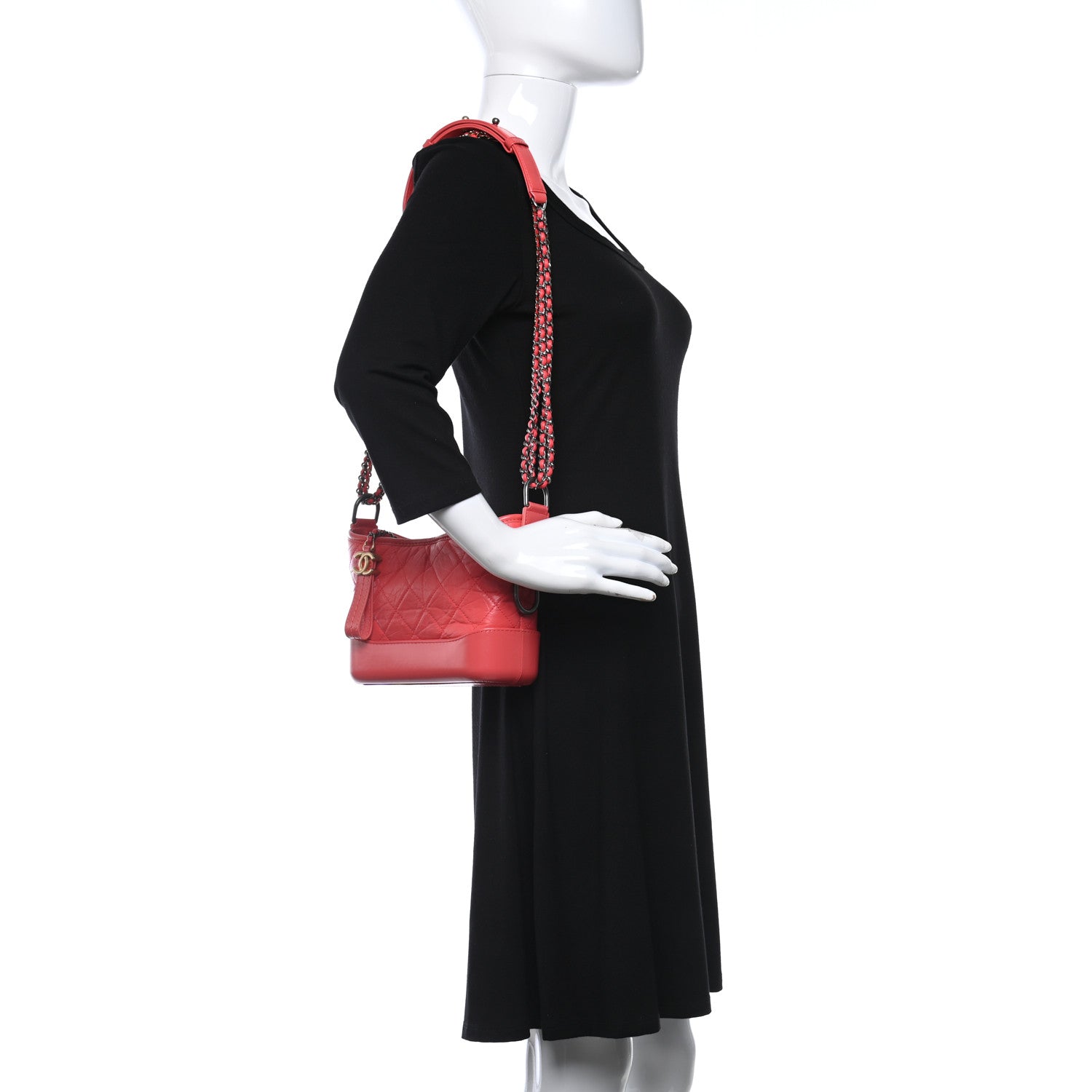 Chanel Aged Calfskin Quilted Small Gabrielle Hobo Coral 2 of 10