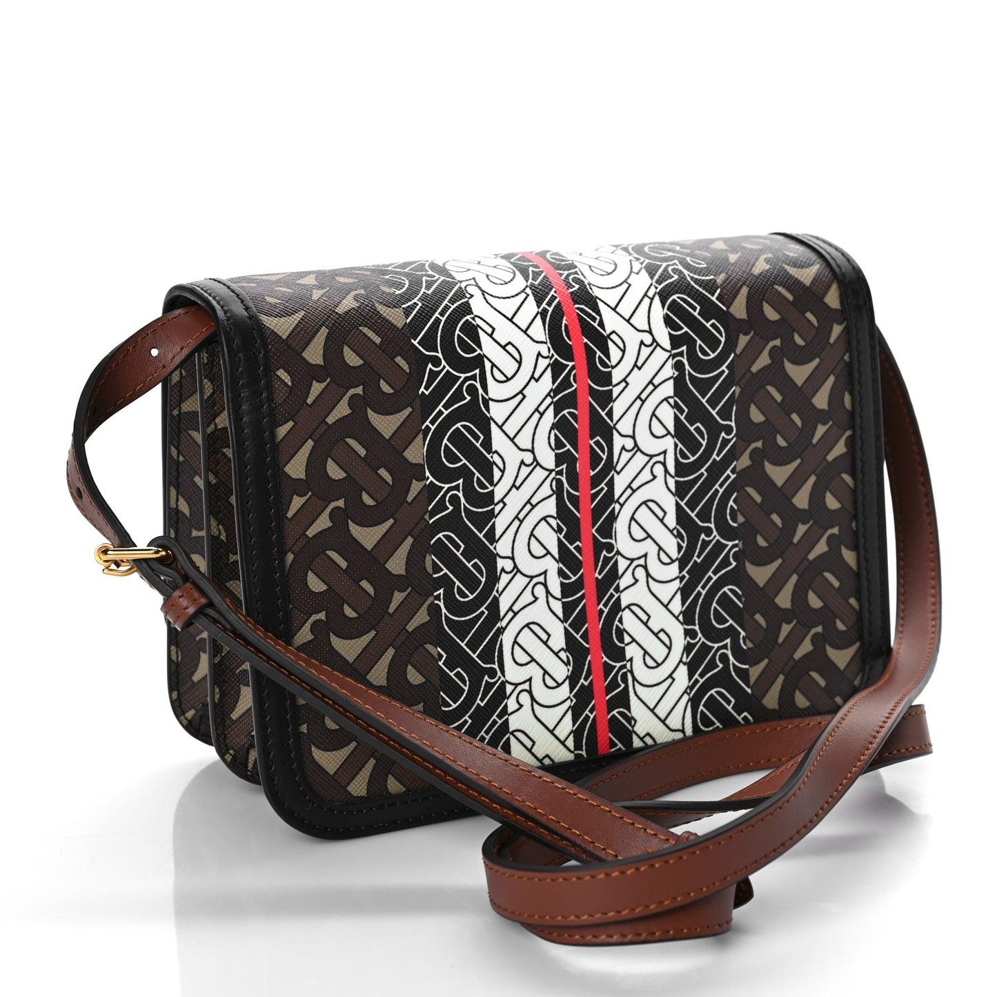 E-Canvas Monogram Stripe Small TB Bag Bridle Brown