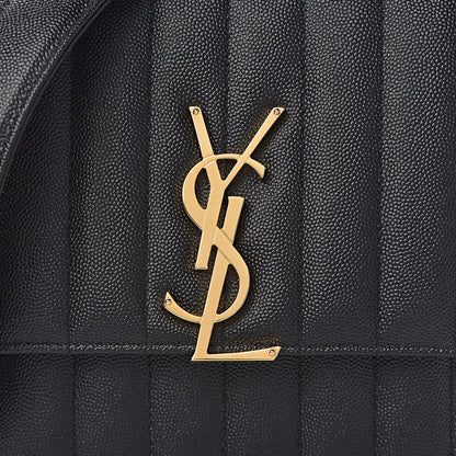 Saint Laurent Grain De Poudre Matelasse Monogram Medium Vicky Chain Bag Black 10 of 10
