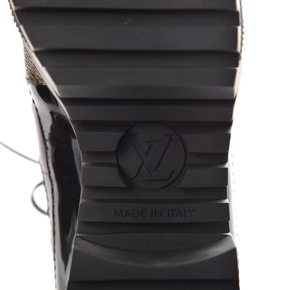 Louis Vuitton Suede Calfskin Monogram Zip Up Laureate Platform Desert Boots 35 Black 7 of 8