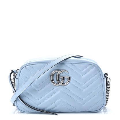Gucci Calfskin Matelasse Small GG Marmont Chain Shoulder Bag Porcelain Light Blue 1 of 10
